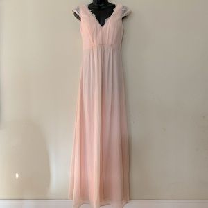 Pinkblush Peach Lace Trim Maternity Maxi Dress